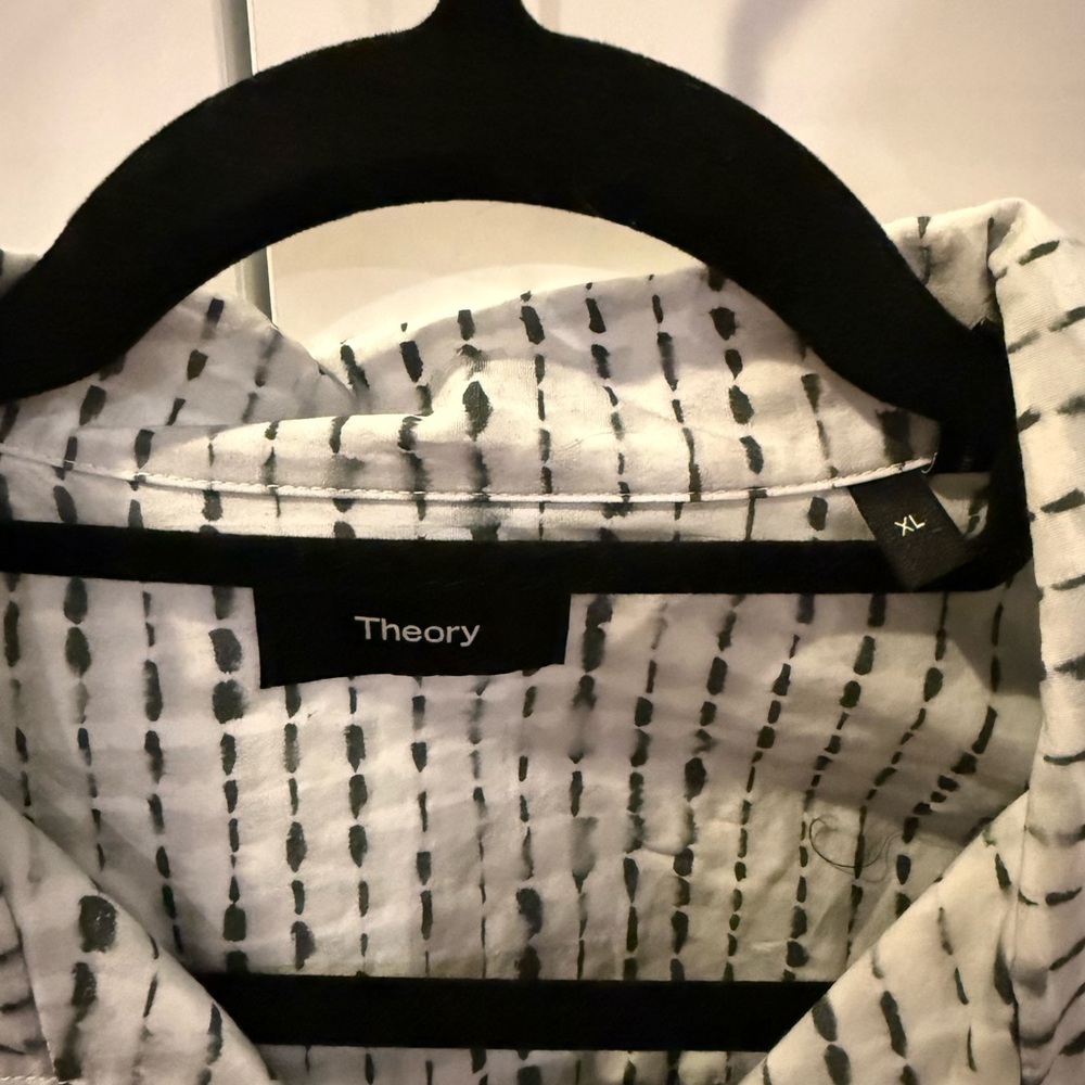 Theory Green and White Patterned Shirt